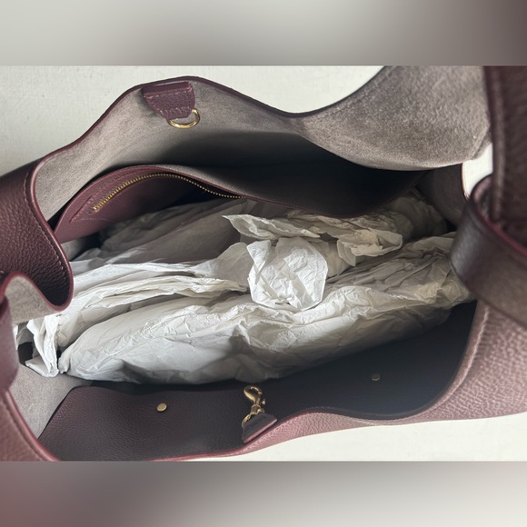 NWT Cuyana Double Loop Satchel in Plum Pebbled Leather - Picture 7 of 17